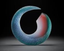 Copper Crystal, cast and cut glass, 26 x 26 x 5"