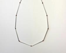 Heidi Gerstacker, "Cross Section 2 Necklace", 2025, sterling silver, Miyuki glass beads, hand-forged clasp and end caps, 19" length