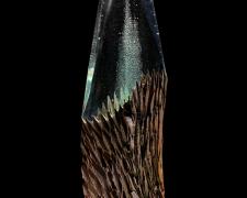 Crystal Spark, cast and cut glass, fused steel, 20 x 6 x 3"