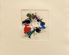 Cyclone, 2013, drypoint with gouache on paper, f.s. 13 7/8 x 12" / i.s. 11 x 9 3/4"