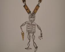"Handyman", 2010, necklace: sterling silver, wood, brass, 17 x 2 x 1 1/2"