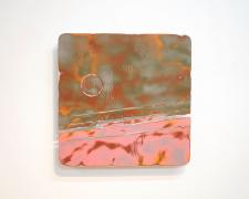 Devon Moore, "Carny Plate (Panel No. 2)", 2021, acrylic lacquer on steel, 24 x 24 x 2" (Courtesy of Longnecker Gallery)