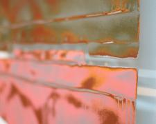 Devon Moore, "Carny Plate (Panel No. 2)", 2021, acrylic lacquer on steel, 24 x 24 x 2" (Courtesy of Longnecker Gallery) - detail