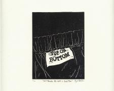 "Don't Threaten Me with a Good Time", 2019, hand printed linocut on paper, s.s. 9 x 9" / f.s. 10 x 10", ed. of 10