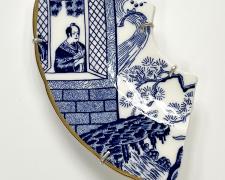 "Breaking Bread I", 2026, brooch: porcelain, sterling, 5 x 2 3/4 x 1/2"
