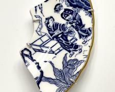 "Breaking Bread IV", 2026, brooch: porcelain, sterling, 4 1/2 x 2 3/4 x 1/2"