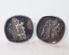 Edward Lane McCartney, "Canyon Suite, Cufflinks", 2018, sterling, cuttlebone cast sterling, 1 x 1 x 1"
