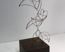 Flight, Line Drawing #9, 2018, patinated bronze, lignum vitae, 6 x 4 1/4 x 12"