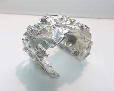 Edward Lane McCartney, "Formation, Conglomerate", 2018, cuff bracelet: sterling, fine silver, reticulation silver, 2 x 2 3/4 x 1 3/4"