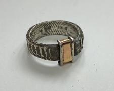 Edward Lane McCartney, "Formation, Rills", 2020, cuttlebone cast sterling, 14k yellow gold, 7/8 x 7/8 x 3/8"