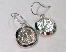 Formation, Reticulation, Earrings, 2018, sterling and reticulation silver, 5/8 x 1 1/8 x 1/4"