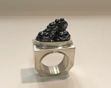 Edward Lane McCartney, "Specimen Ring #1", 2020, sterling and botryoidal hematite, 1 1/4 x 7/8 x 1 7/8"