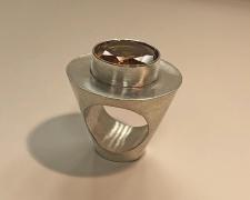 Edward Lane McCartney, "Specimen Ring #2", 2020, sterling and synthetic citrine, 1 1/2 x 1 1/2 x 1 1/2"