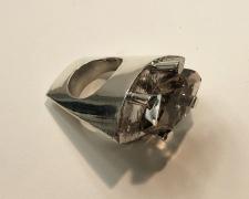 Edward Lane McCartney, "Specimen Ring #4", 2020, sterling and smokey quartz, 1 1/4 x 3/4 x 1 3/4"