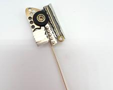 Edward Lane McCartney, "Stickpin #1", 2023, sterling, 14k yellow gold, 10k yellow gold, nickel, brass, rubber, gifted diamond stud earring