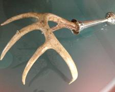 Trophy, 2013, sterling, antler, brass, London blue topaz, 19 x 11 x 7"