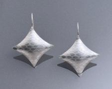 Martha Ferguson, "Four Points Earrings" (Textured/Large), sterling silver, 1 1/2 x 1 1/8"