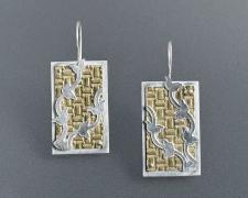 Martha Ferguson, "Ivy Panel Earrings", sterling silver and brass, 1 1/2 x 5/8"