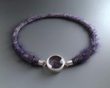 Martha Ferguson, "Violetta Necklace", sterling silver, Argentium silver, glass, maribou feathers, chain: 21 1/2" long / center: 1 1/3" diameter