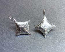 Martha Ferguson, "Four Points Earrings" (Textured/Small), sterling silver, 1 1/4 x 7/8"