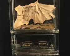 Gentrification's Song, 2017, intaglio, embossing, found objects, 18 1/2 x 8 x 4"
