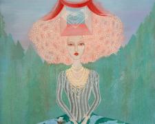 Got My Mind on Your Money and Your Money on My Mind, 2014, gouache and gold leaf on board, 18 x 16 1/4" 