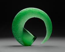Green Bridge, cast and cut glass, 18 x 18 x 3"