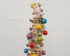 "Hark", 2024, fired ceramic and glaze, 33 1/4 x 9 x 7"