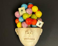 "Head Study #1", 2024, fired ceramic and glaze, 6 x 5 x 4"