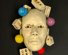 "Head Study #3", 2024, fired ceramic and glaze, 6 x 5 x 4"