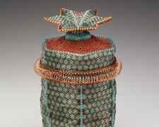 Heather Logan, "Copper Curl", beadwork, 5 1/2 x 3 x 3"