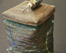 Heather Logan, "Dragonflies", beadwork, 6 x 3 1/2 x 3 1/2"