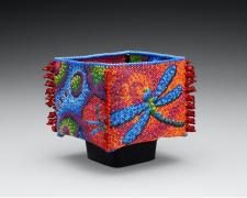 Heather Logan, "Dragonfly Waltz", beadwork, 3 1/4 x 3 1/2 x 3 1/2"