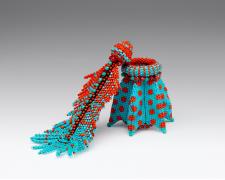 Heather Logan, "Ink Pot", beadwork, 6 x 2 1/2 x 2 1/2" (closed)