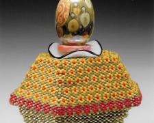 Heather Logan, "Inside/Container Gardening", beadwork, 3 1/2 x 3 1/2 x 2"