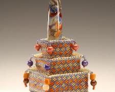Heather Logan, "Lampwork Pagoda", beadwork, 4 3/4 x 2"