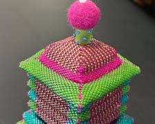 Heather Logan, "Lit From the Inside", beadwork, 5 1/2 x 2 1/2 x 2 1/2" (view 1)