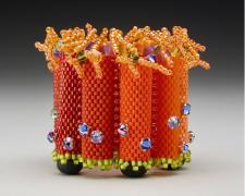 Heather Logan, "Orange Ombré Ring", beadwork, 1 1/2 x 2 x 2"