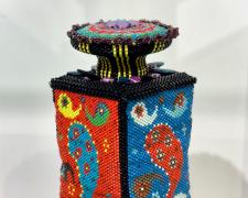 Heather Logan, "Paisley Tower", beadwork, 4 3/4 x 2 3/8 x 2 3/8"