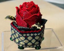 Heather Logan, "Rose Box, beadwork, 3 x 3 x 3"