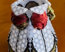 Heather Logan, "Shibori Knots", 2025, beadwork, 3 1/2 x 3 x 3"