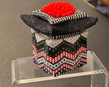 Heather Logan, "Zig Zag Box", beadwork, 2 3/4 x 2 1/2 x 2 1/2"