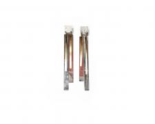 René Lee Henry, "Ghosts Series Earrings #1", 2023, steel, silver filled, brass, photo transfer, 4" long