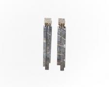 René Lee Henry, "Ghosts Series Earrings #2", 2023, steel, silver filled, brass, photo transfer, 4" long