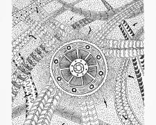 "Highway", 2017, ink on Stonehenge paper, 7 x 6"