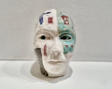 "Gobstopper #18", 2023, fired clay, glaze, 4 3/4 x 3 x 4"