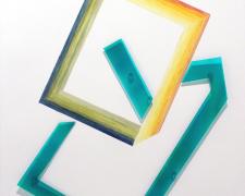 Hold Me Very Close, 2015, oil, painted plexiglas on paper, 34 x 26 1/2"