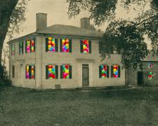 "House Study #2", 2024, mixed media, i.s. 4 1/4 x 6 1/2" / f.s. 9 x 12 x 1/2"