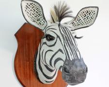 Zebra "Zebra", wire, plaster, papier-mâché, 21 3/4 x 18 x 20 1/2"