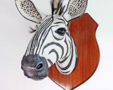 Zebra "Zebra", wire, plaster, papier-mâché, 21 3/4 x 18 x 20 1/2"